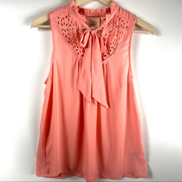 Anthropologie Maeve Sleeveless Pink Cutout Blouse - Picture 3 of 12